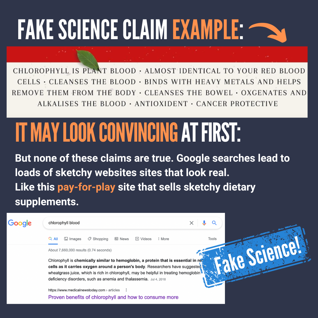Fake science claim example