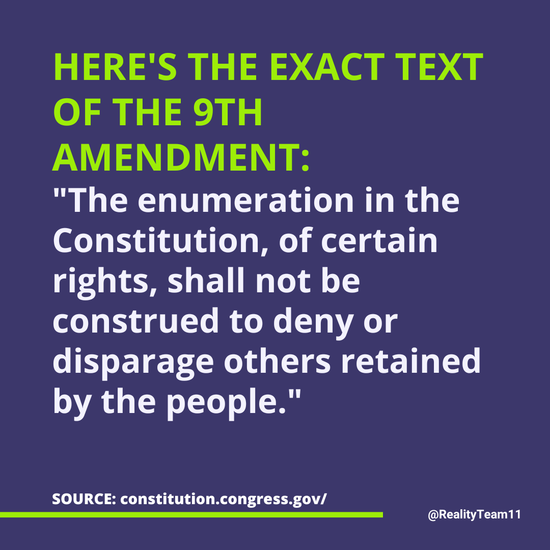 Here is the exact text of the 9th amendment