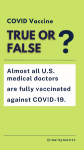 True or false: almost all US medical doctors are fully vaccinated against COVID-19