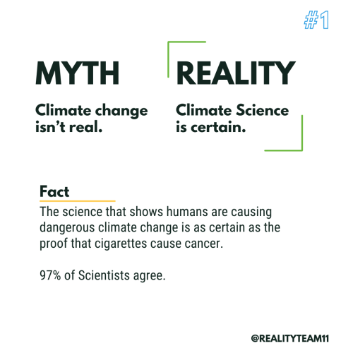 Myth: Climate change isn't real. Reality: Climate science is certain.