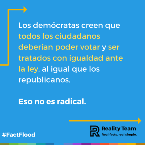 Los democratas creen que todos los ciudadanos deberian poder votar y ser tratados con igualdad ante la ley, al igual que los republicanos.