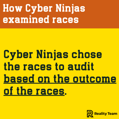 How Cyber Ninjas examined races: Cyber Ninjas chose the races to audit based on the outcome of the races.