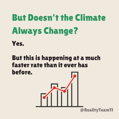 But does the climate always change? Yes. But this is happening at a much faster rate than it ever has before.