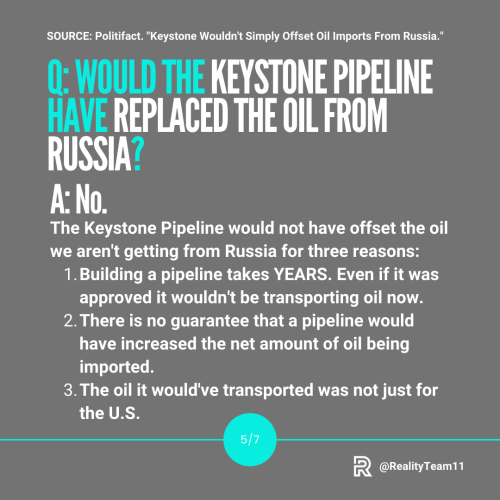 Would the Keystone pipeline have replaced the oil from Russia? No.