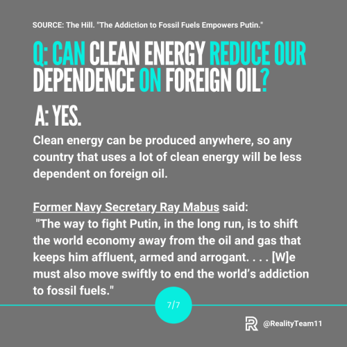 Can clean energy reduce our dependence on foreign oil? Yes.