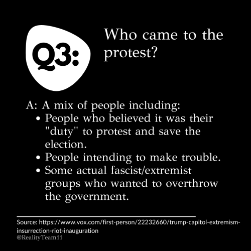 Who came to the protest? A mix of people including: People who believed it was their duty to protest and save the election. People intending to make trouble. Some actual fascist/extremist groups who wanted to overthrow the government.