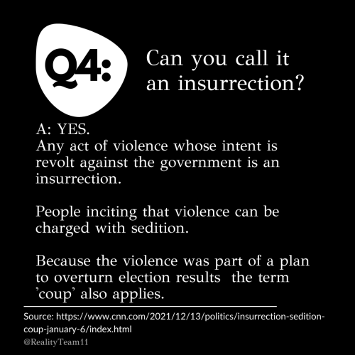 Can you call it an insurrection? Yes. Any act of violence whose intent is revolt against the government is an insurrection. People inciting that violence can be charged with sedition. Because the violence was part of a plan to overturn election results the term coup also applies.