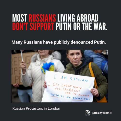 Most Russians living abroad don't support Putin or the war.