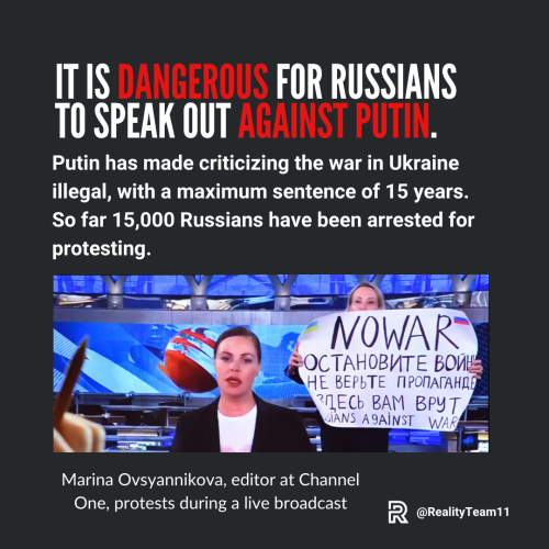 It is dangerous for Russians to speak out against Putin.