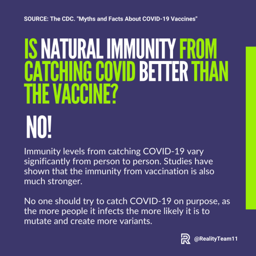 Is natural immunity from catching COVID better than the vaccine? No.