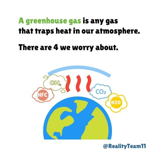 A greenhouse gas is any gas that traps heat in our atmosphere. There are 4 we worry about.